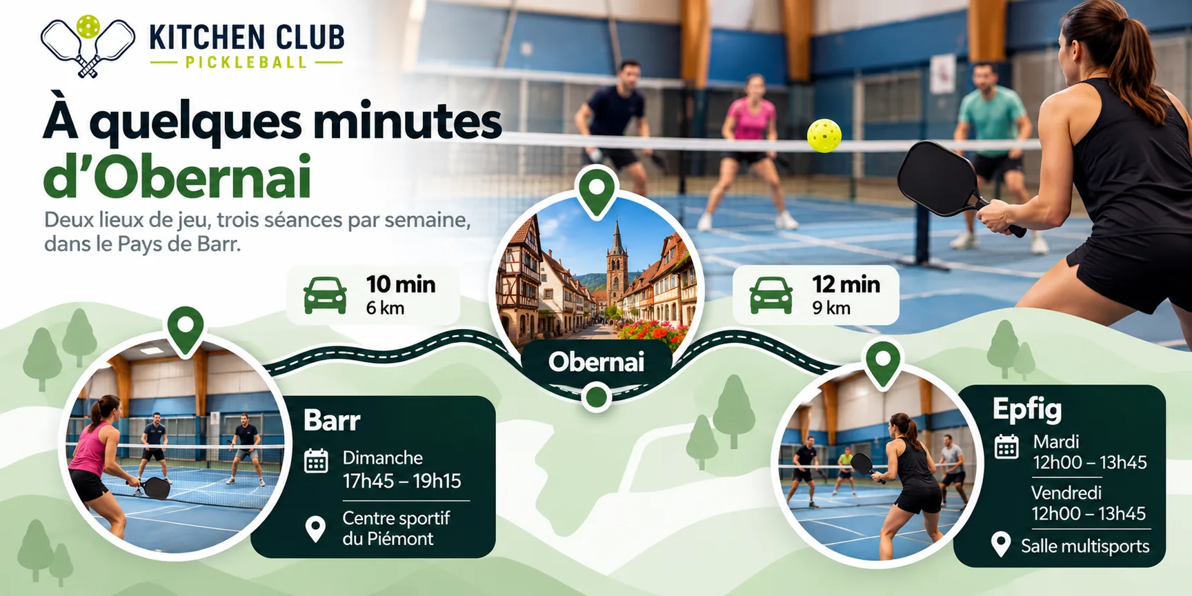 Lieux et horaires pour jouer au pickleball près d'Obernai à Barr et Epfig